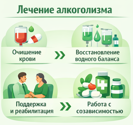 лечение алкоголизма в Кремёнках этапы
